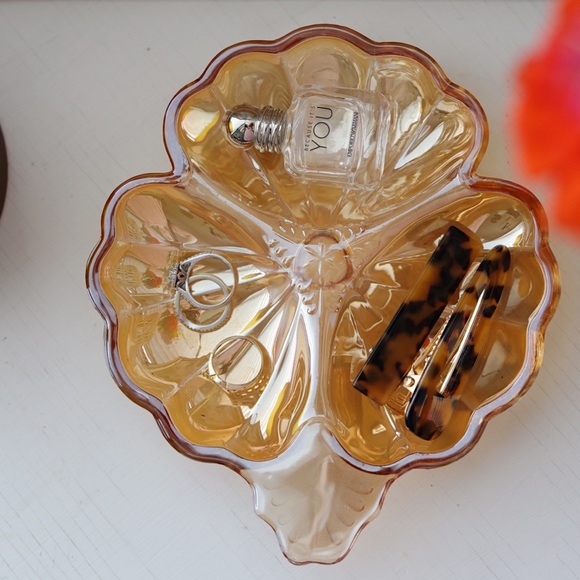 Marigold Carnival Glass Tri-Section Dish - Picture 10 of 11